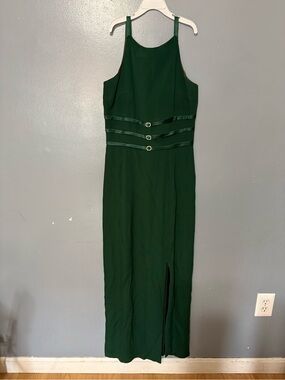 Dave & Johnny Deep Green Maxi Dress with Triple Waist Straps